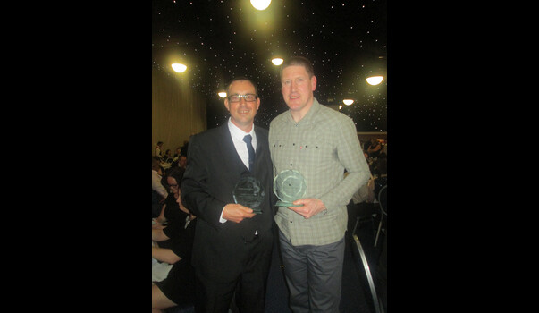Service to Sport Award presented to Andy Watts by Bob Blowman, Leeds Rhinos Foundation